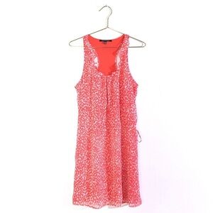 Crimson Coast Red-Orange Dot Dress with Tie L